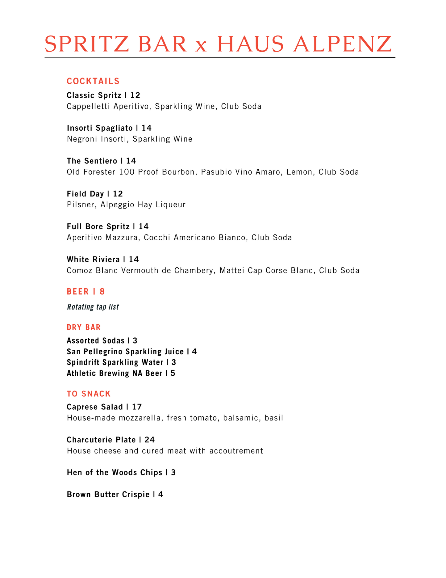 Pop-Up Spritz Bar | May 24th | 5-9pm