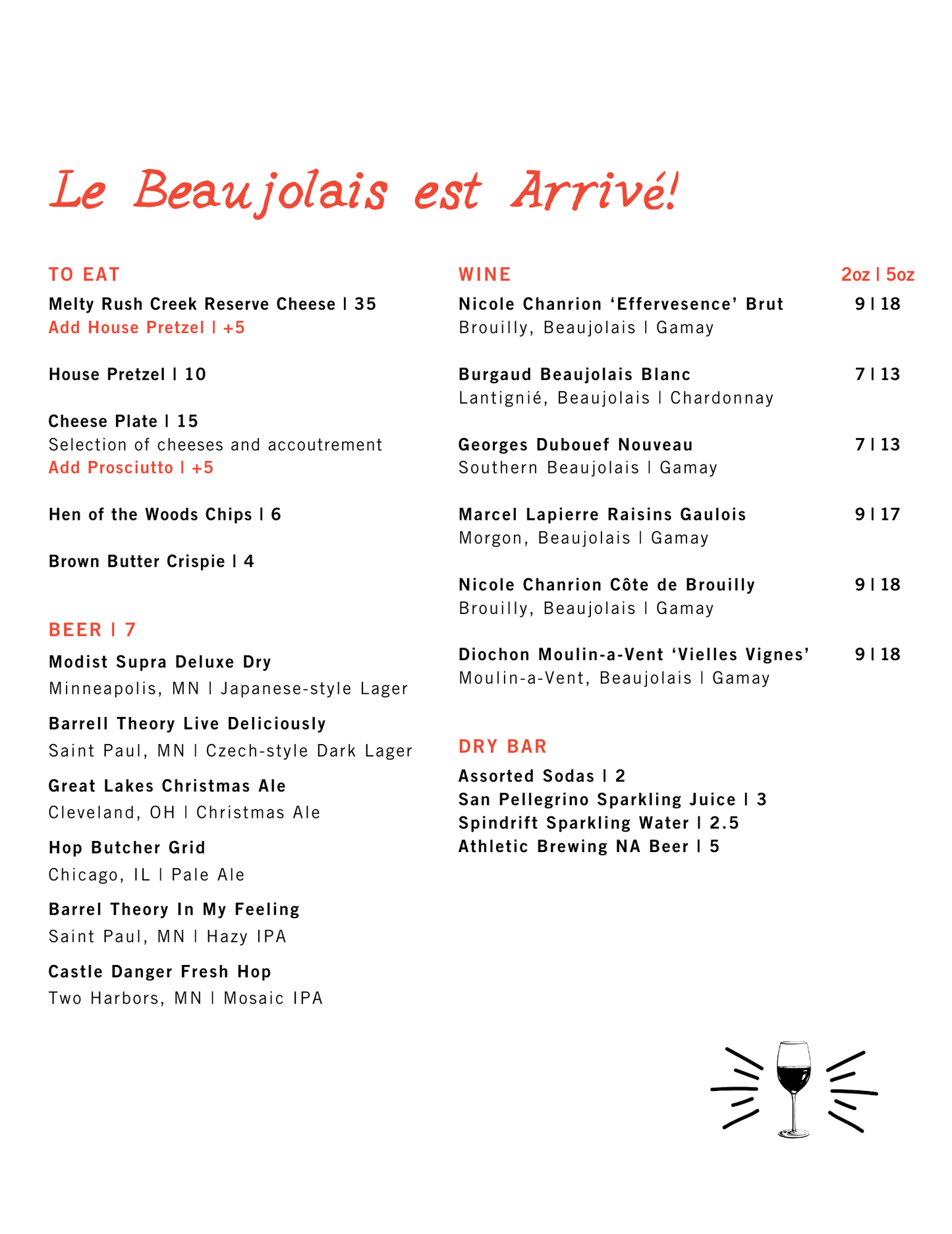 Beaujolais Wine Bar Pop-Up | November 22nd | 5-8pm
