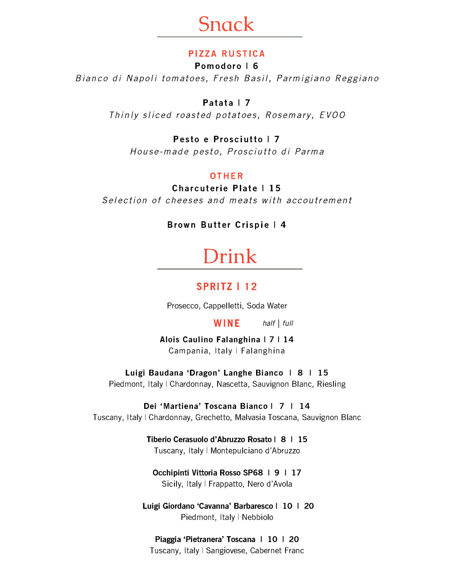 Italian Wine Bar Pop-Up | August 23rd | 5-8pm