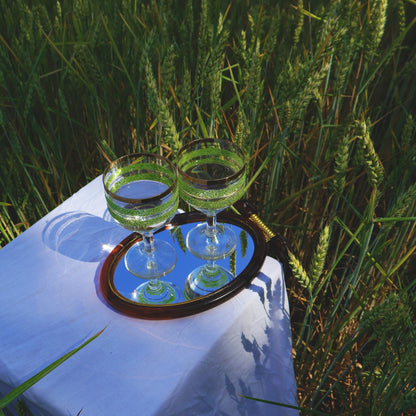 glasses in a field of grass